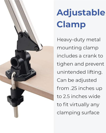 V LIGHT Architectural Swing Arm Desk Lamp, Clamp lamp with LED bulb, Work Light for Any Space, Brushed Nickel Finish 7.5 x 5.5 x 33 - LeafyLoom