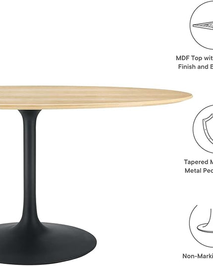 Modway Lippa Dining Table, 60", Black Natural - LeafyLoom