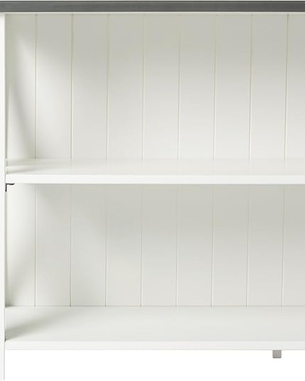 Walker Edison Solid Wood Farmhouse Storage Console, 52 Inch, White/Grey Wash - LeafyLoom