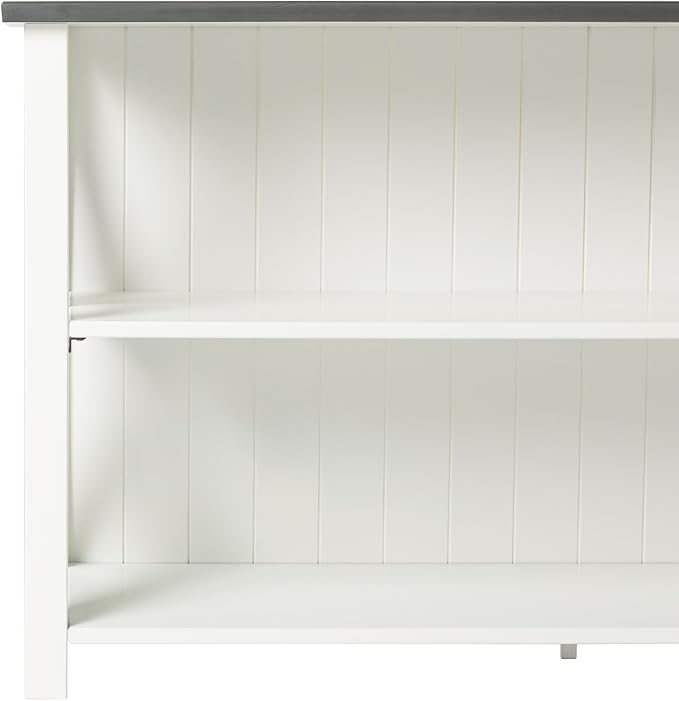 Walker Edison Solid Wood Farmhouse Storage Console, 52 Inch, White/Grey Wash - LeafyLoom