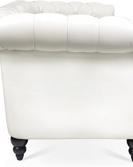 3-Seaters Living Room Clasic Chesterfield Sofa Couch Button Tufted PU Leather Upholstered Sofa&Couch with Luxury Roller Armrest Soild Wood Legs Movable Cushions & Nailhead Decor - LeafyLoom
