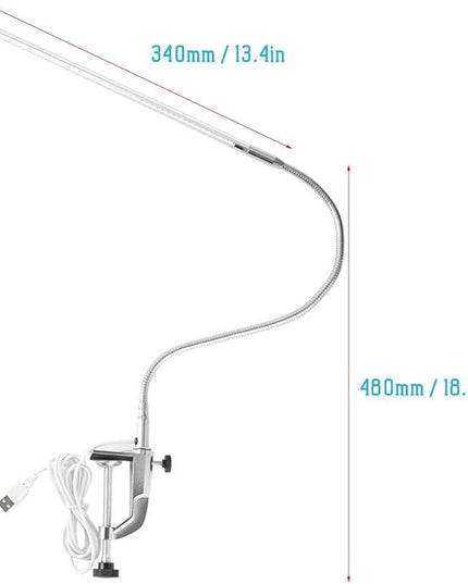 Desk Lamp with Clamp,Desk Lamp Clip on Lamp,LED Eye-Caring Desk Lamp with USB Rechargeable Reading Lights,Task Table Lamps,Foldable Bed Lamp,360° Swivel Desk Lamp for Manicure,Reading,Tattoo Light - LeafyLoom