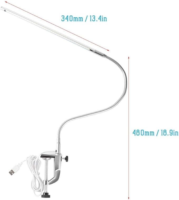 Desk Lamp with Clamp,Desk Lamp Clip on Lamp,LED Eye-Caring Desk Lamp with USB Rechargeable Reading Lights,Task Table Lamps,Foldable Bed Lamp,360° Swivel Desk Lamp for Manicure,Reading,Tattoo Light - LeafyLoom