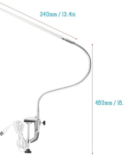 Clip on Lamp, USB Led for Nails, Led Desk Lamp for Nails Tech Manicure Desk Bedside , Professional Gooseneck 360° Swivel with Switch Led Clamp for Reading Tattoo - LeafyLoom