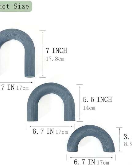 3Pcs wood arch Decor Accents - Decorative home table Arch Modern boho Minimalist Coffee table bookshelf living Room Entryway aesthetic Decorations Objects - LeafyLoom