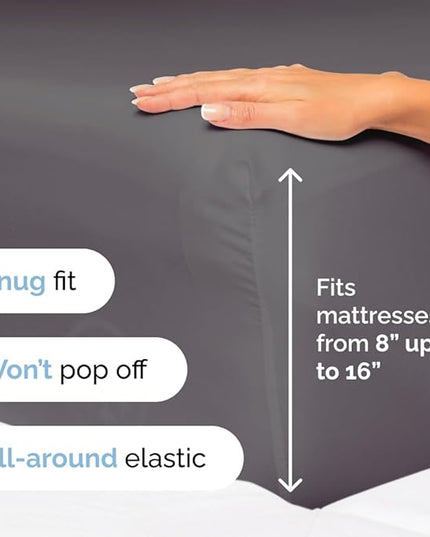 Split King Size 5 Piece Sheet Set - Comfy Breathable & Cooling Sheets - Hotel Luxury Bed Sheets for Women & Men - Deep Pockets, Easy-Fit, Soft & Wrinkle Free Sheets - Dark Grey Oeko-Tex Bed Sheet Set - LeafyLoom