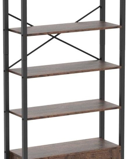 IRONCK Bookshelf and Bookcase with 2 Doors and 5 Shelves, 27.6" W Standing Storage Cabinet for Living Room, Home Office, Bedroom, Washroom, Vintage Brown - LeafyLoom