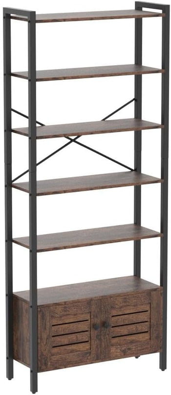 IRONCK Bookshelf and Bookcase with 2 Doors and 5 Shelves, 27.6" W Standing Storage Cabinet for Living Room, Home Office, Bedroom, Washroom, Vintage Brown - LeafyLoom