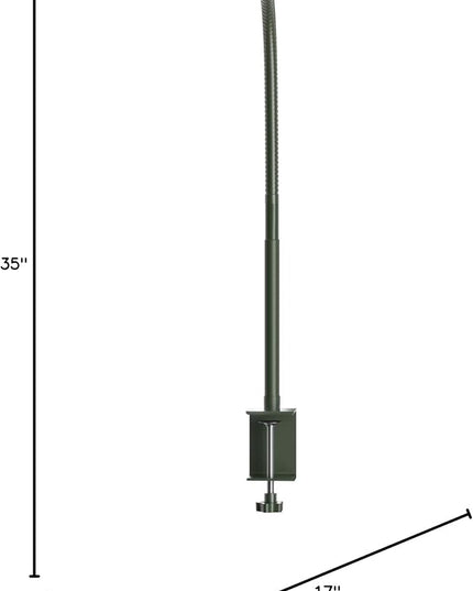 LED Desk Lamp for Office Home, Eye-Caring Desk Light with Stepless Dimming Adjustable Flexible Gooseneck, 10W USB Adapter Desk Lamp with Clamp for Reading, Study, Workbench (Green) - LeafyLoom