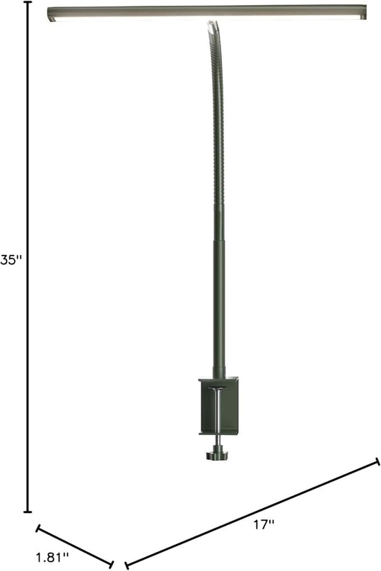LED Desk Lamp for Office Home, Eye-Caring Desk Light with Stepless Dimming Adjustable Flexible Gooseneck, 10W USB Adapter Desk Lamp with Clamp for Reading, Study, Workbench (Green) - LeafyLoom