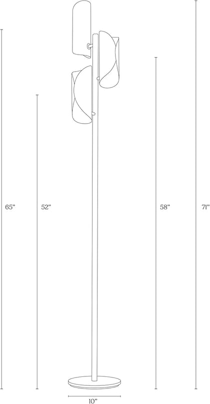 Brightech Lyra LED Tree Floor Lamp for Mid-Century Modern, Contemporary, Industrial Décor, 3 Light Head Standing Lamp with Metal Cage Shade, Standing Pole Tall Lamp for Living Room, Bedroom - Brass - LeafyLoom