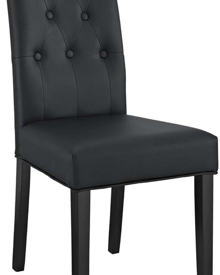 Modway Confer Modern Tufted Faux Leather Upholstered Parsons Four Dining Chairs in Black - LeafyLoom