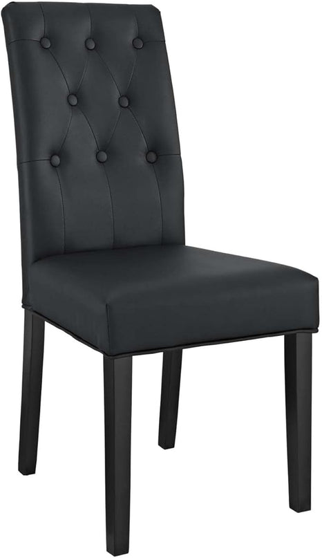 Modway Confer Modern Tufted Faux Leather Upholstered Parsons Four Dining Chairs in Black - LeafyLoom