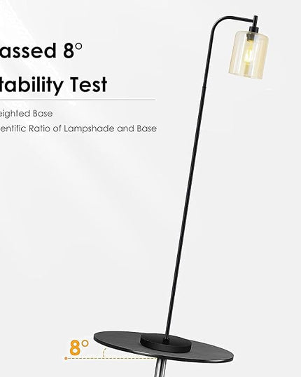 Industrial Floor Lamp, Standing Lamp with Gold Glass Lampshade, 6W LED Bulb Included, Modern Floor Lamp with Foot Switch, Bright LED Floor Lamp for Living Room and Bedroom, Office, Simple Style - LeafyLoom