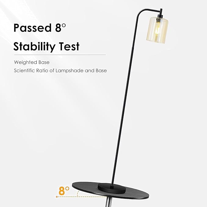 Industrial Floor Lamp, Standing Lamp with Gold Glass Lampshade, 6W LED Bulb Included, Modern Floor Lamp with Foot Switch, Bright LED Floor Lamp for Living Room and Bedroom, Office, Simple Style - LeafyLoom