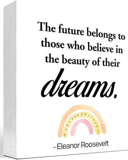 Dreams Wood Box Signs,Motivational Wood Plaque Sign,Inspirational Wooden Block Sign Decor for Home Office Shelf Desk Table Decoration C1070 - LeafyLoom