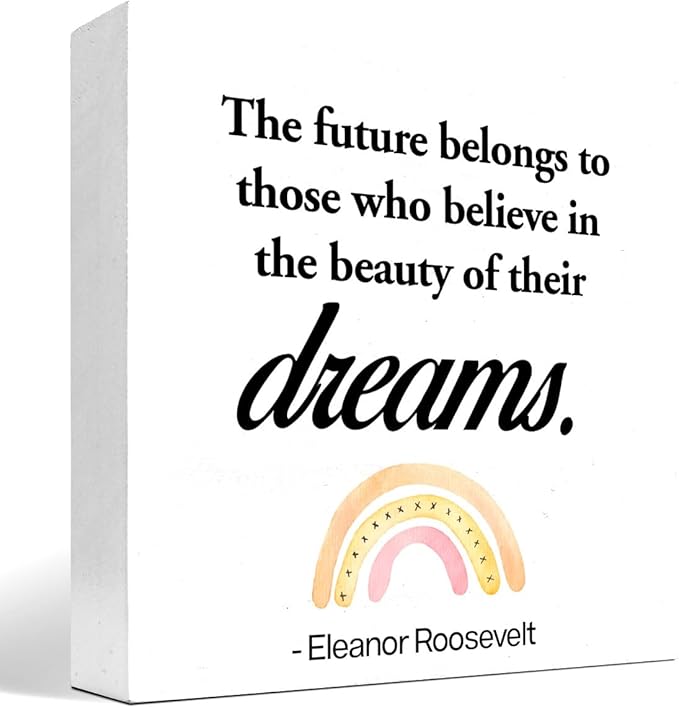Dreams Wood Box Signs,Motivational Wood Plaque Sign,Inspirational Wooden Block Sign Decor for Home Office Shelf Desk Table Decoration C1070 - LeafyLoom