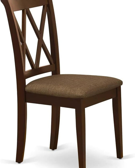 East West Furniture NDCL5-MAH-C Norden 5 Piece Room Furniture Set Includes a Rectangle Dining Table with Dropleaf and 4 Linen Fabric Upholstered Chairs, 30x48 Inch, Mahogany - LeafyLoom
