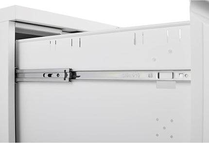 2 Drawer Mobile Lock and Casters,Pre-Assembled Metal Office Storage Filing Cabinets w/Anti-Dumping Fifth Round,for Letter/Legal/A4 Size,White - LeafyLoom