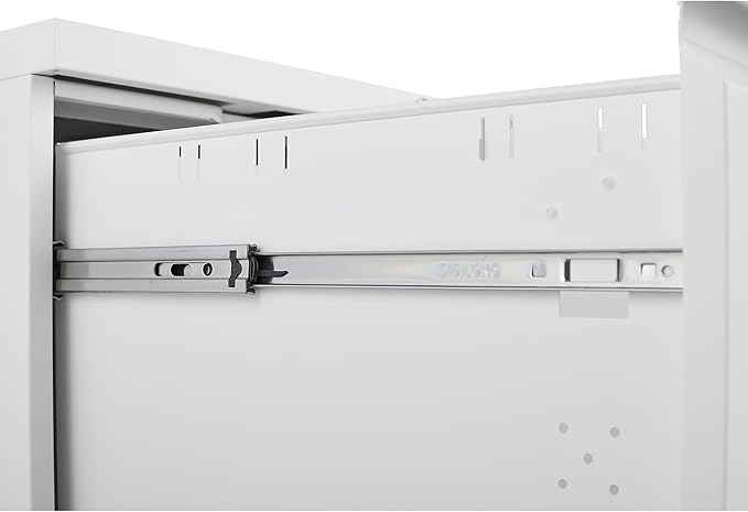 2 Drawer Mobile Lock and Casters,Pre-Assembled Metal Office Storage Filing Cabinets w/Anti-Dumping Fifth Round,for Letter/Legal/A4 Size,White - LeafyLoom