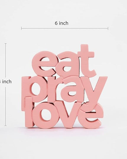NUKKAD TALES Eat Pray Love Peach Aesthetic Table Decor – Perfect for Home or Office Desk, Shelf, Birthdays, Corporate Gifts, and Inspirational Wall Decor - LeafyLoom