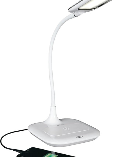 OttLite Prevention LED Desk Lamp with Wireless Charging - Designed to Reduce Eyestrain - Adjustable Flexible Neck, 3 Color Modes & Touch Controls - Crafting, Office Work, Reading & Studying - LeafyLoom