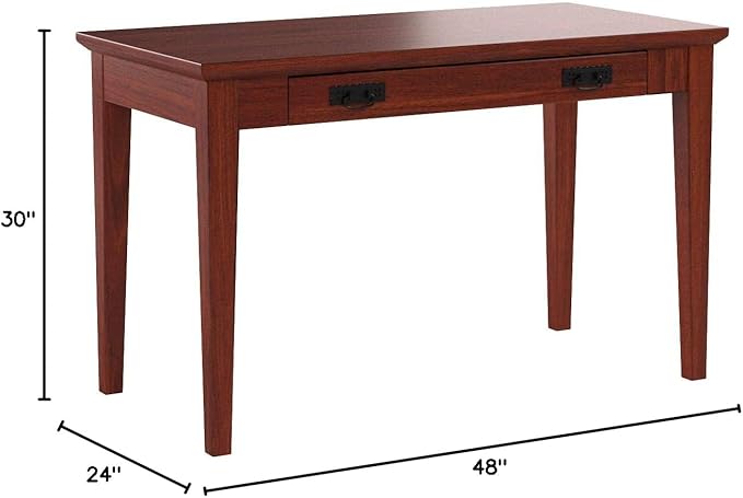 Leick Home 82400 Mission Writing Computer Desk with Drop Front Keyboard Drawer, for Home Office, Solid Wood, Mission Oak - LeafyLoom