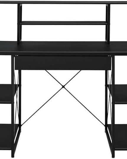 Acme Amiel Wooden 1-Drawer Writing Desk with Small Hutch in Black - LeafyLoom