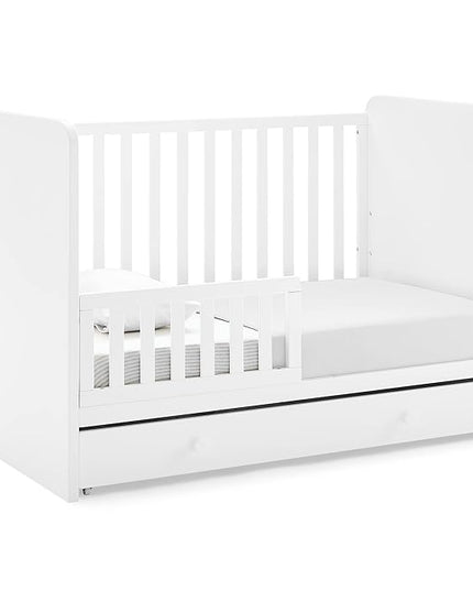 GAP babyGap Graham 4-in-1 Convertible Crib with Storage Drawer - Greenguard Gold Certified, Bianca White - LeafyLoom
