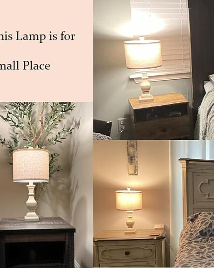 PoKat 20.5" Retro Table Lamps Set of 2 Nightstand Lamp for Bedroom Vintage Rustic Table Lamps for Living Room Traditional Nightstand Bedside Lamps, Suitable for Small Place - LeafyLoom