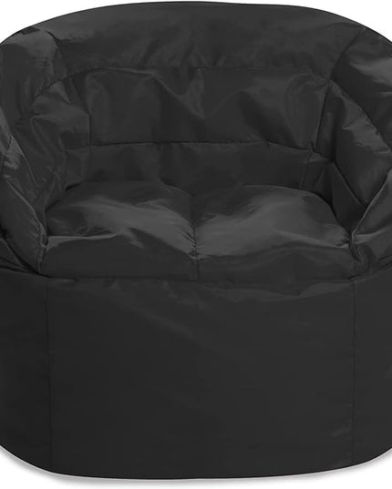 Posh Creations Structured Comfy Seat for Playrooms and Bedrooms, Large Bean Bag Chair, Sonoma Lounger, Black - LeafyLoom