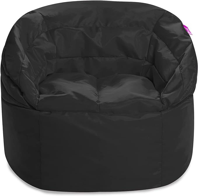 Posh Creations Structured Comfy Seat for Playrooms and Bedrooms, Large Bean Bag Chair, Sonoma Lounger, Black - LeafyLoom