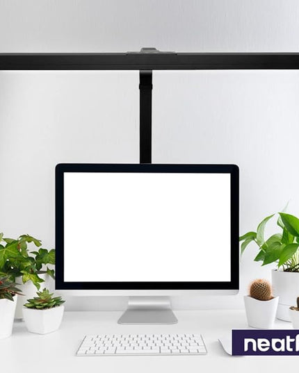 Neatfi (New Model) Flex Desk Lamp with Clamp, Dimmable, 3,000 Lumens 30W LED Monitor Light, 3000K-6500K Correlated Color Temperature, 5 Brightness Levels & 5 Light Modes (31.5 Inches, Black) - LeafyLoom