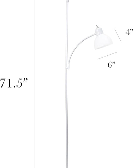 Simple Designs LF2000-WHT-2PK Floor Lamp with Reading Light 2 Pack, Modern, White - LeafyLoom