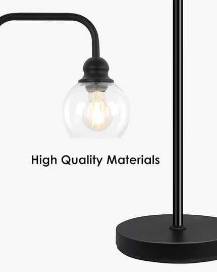 Modern Floor Lamps for Living Room with 6W LED Bulb, Industrial Floor Lamp, Clear Glass, Black Classic Reading Tall Lamp for Home Office, Standing Lamps for Bedroom, Study, Minimalist, Vintage - LeafyLoom