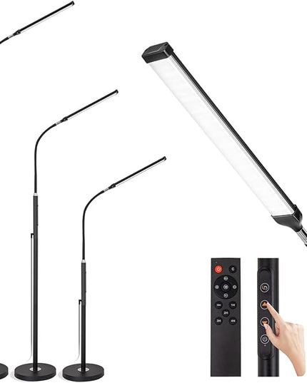 LED Floor Lamp with Remote Touch Control,Dimmable 15W Pole Lamps for Living Room,70'' Adjustable Height Standing Reading Light with 10 Brightness/5 Timer/3 Colors for Lash Tatto Esthetician - LeafyLoom