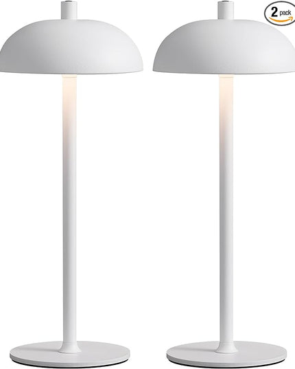 Cordless LED Table Lamp Set of 2, Modern Portable Desk Lamp, 3 Color Stepless Dimming Built-in Rechargeable Battery Lights, for Bedroom, Patio, Outdoor, Restaurant, Bedside Night Lamp(White) - LeafyLoom