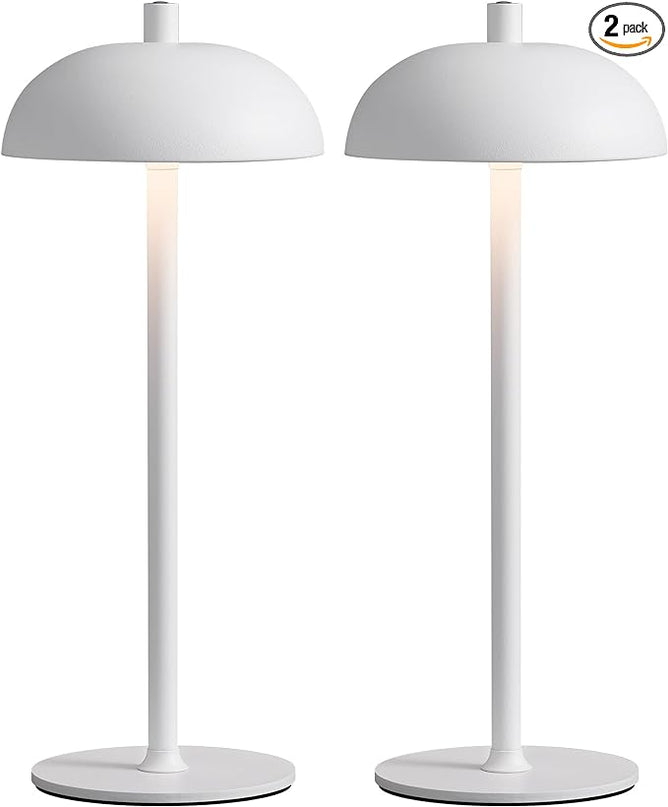 Cordless LED Table Lamp Set of 2, Modern Portable Desk Lamp, 3 Color Stepless Dimming Built-in Rechargeable Battery Lights, for Bedroom, Patio, Outdoor, Restaurant, Bedside Night Lamp(White) - LeafyLoom