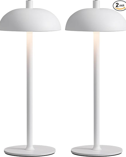 Cordless LED Table Lamp Set of 2, Modern Portable Desk Lamp, 3 Color Stepless Dimming Built-in Rechargeable Battery Lights, for Bedroom, Patio, Outdoor, Restaurant, Bedside Night Lamp(White) - LeafyLoom