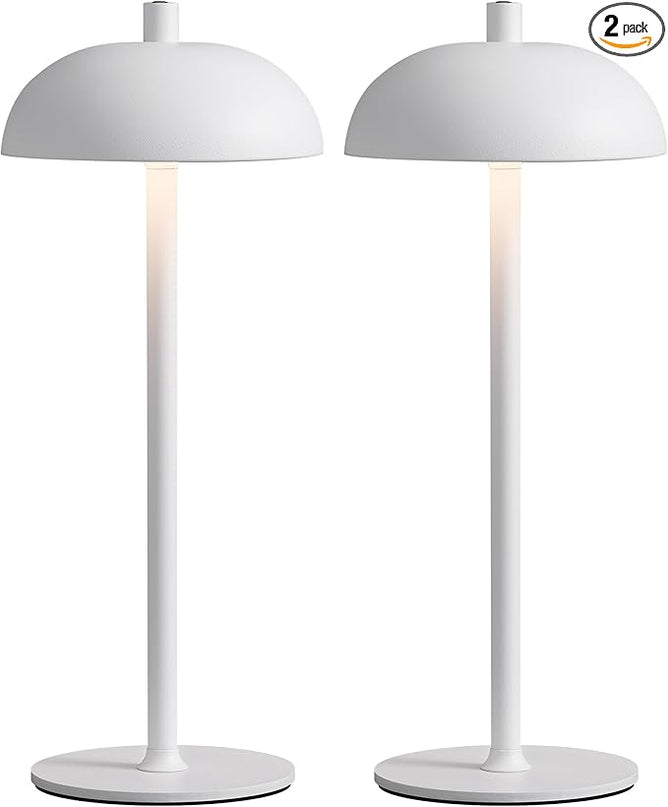Cordless LED Table Lamp Set of 2, Modern Portable Desk Lamp, 3 Color Stepless Dimming Built-in Rechargeable Battery Lights, for Bedroom, Patio, Outdoor, Restaurant, Bedside Night Lamp(White) - LeafyLoom
