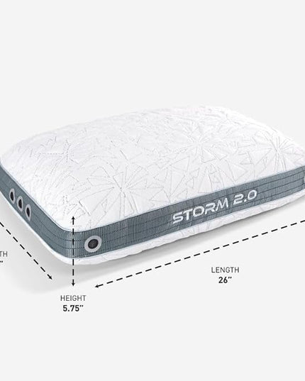 Bedgear Storm Performance Pillow - Size 2.0 - Cooling Bed Pillow for Hot Sleepers - Medium-Firm Pillow for All Sleep Positions, Hypoallergenic, Washable & Removable Cover - LeafyLoom