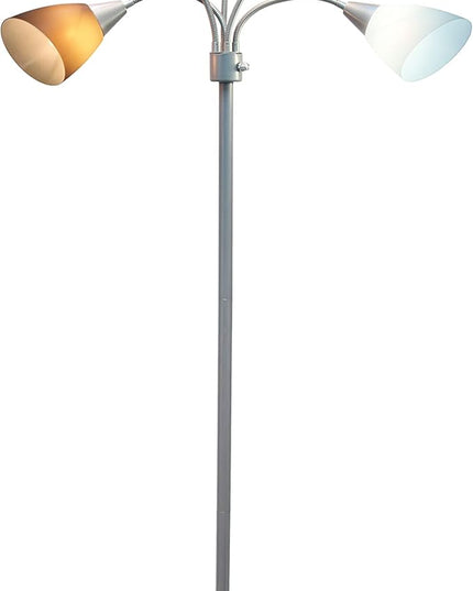 Simple Designs LF2006-SBG 67" Contemporary Multi Head Medusa 5 Light Adjustable Gooseneck Silver Floor Lamp with Blue, White, Gray Shades for Kids Bedroom Playroom Living Room Office - LeafyLoom
