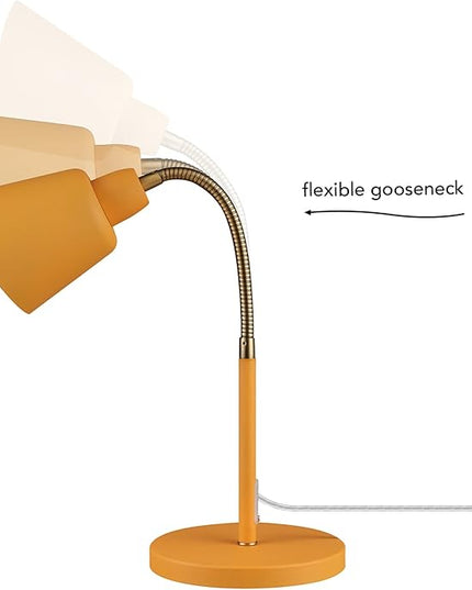 Globe 56083 16" Desk Lamp, Matte Orange, Adjustable Brass Gooseneck, in-Line On/Off Rocker Switch, Home Office Accessories, Desk Lamps for Home Office, Home Décor, Adjustable Lamp - LeafyLoom