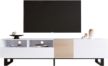 NicBex TV Stand for 80 Inch TV Modern TV Media Console Table with Double Storage Space and Drop Down Door,Entertainment Center with Storage for Living Room,Bedroom,70.9 Inch,White - LeafyLoom