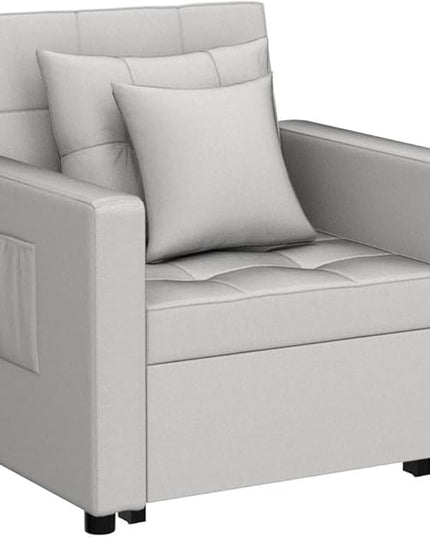 XSPRACER [UPDATED] Convertible Chair Bed, Sleeper Chair Bed 3 in 1, Stepless Adjustable Backrest,Armchair, Sofa, Bed, Linen, Silver, Single One - LeafyLoom