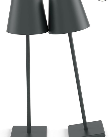 2 Packs LED CordlessTable Lamp, Rechargeable Battery Desk lamp 5500mAh Battery Operated Stepless Dimming Modern Portable Table Light for Restaurant/Table/Bedroom/Outdoor IP54 Waterproof (Anthracite) - LeafyLoom