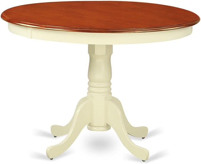 East West Furniture HLWE5-BMK-W Hartland 5 Piece Room Set Includes a Round Kitchen Table with Pedestal and 4 Dining Chairs, 42x42 Inch - LeafyLoom