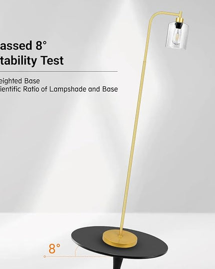 Gold Floor Lamp, Standing Lamp with Glass Lampshade, 6W LED Bulb Included, Modern Floor Lamp with Foot Switch, Industrial Floor Lamp, Bright LED Floor Lamp for Living Room and Bedroom, Office - LeafyLoom