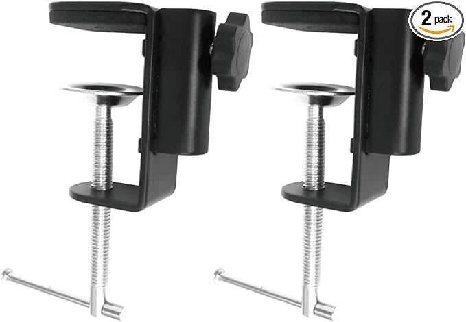 Desk lamp Clamp: 2PACK 1/2 Enlarge Hole Replacement C Clamp Desk Light,Magnifying Glass w/ Light,Table Mic Stand,Mic Arm Desk Mount, Phone Holder,for Office Work Task (M Black) (C CLAMP SMALL) - LeafyLoom