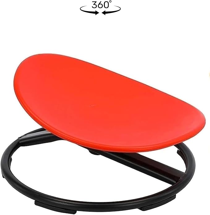 Giggle & Play Kids Swivel Chair, Sensory Spinning Chair, Body Balance Physical Therapy Equipment, Autism Swivel Chair, Montessori Carousel Spinning Toy Chair - 360° Sit and Spin (Red) - LeafyLoom